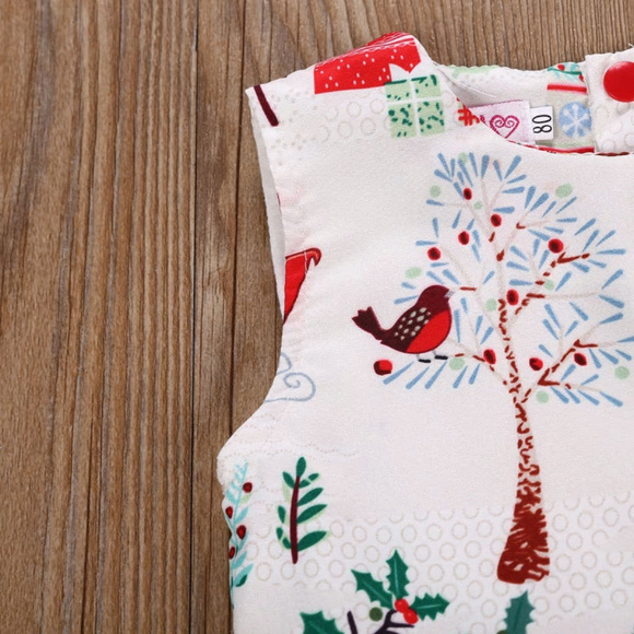 Christmas Tree Reindeer Girls Sleeveless Dress - Picture 2 of 8